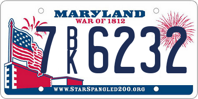 MD license plate 7BK6232