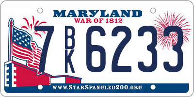 MD license plate 7BK6233
