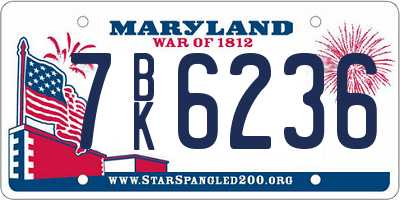 MD license plate 7BK6236