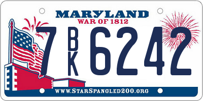 MD license plate 7BK6242