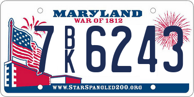 MD license plate 7BK6243
