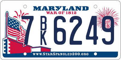 MD license plate 7BK6249