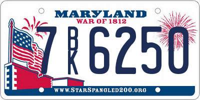 MD license plate 7BK6250