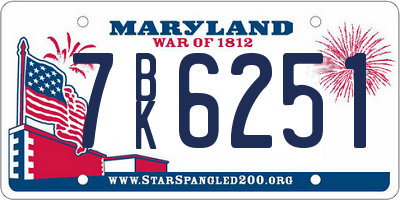 MD license plate 7BK6251