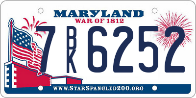 MD license plate 7BK6252