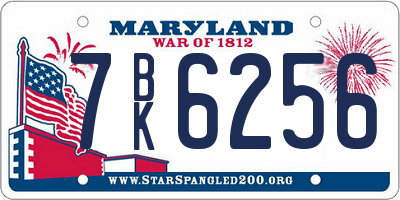 MD license plate 7BK6256