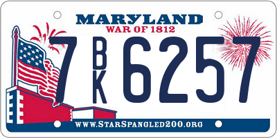 MD license plate 7BK6257