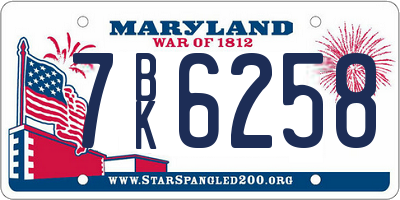 MD license plate 7BK6258