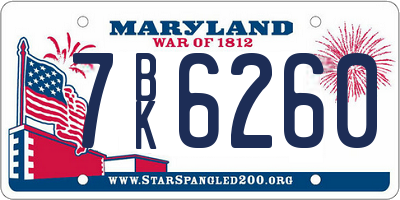 MD license plate 7BK6260