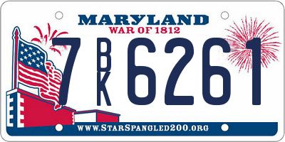MD license plate 7BK6261