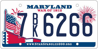 MD license plate 7BK6266