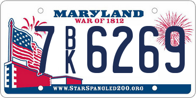 MD license plate 7BK6269