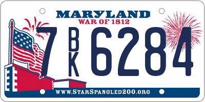 MD license plate 7BK6284