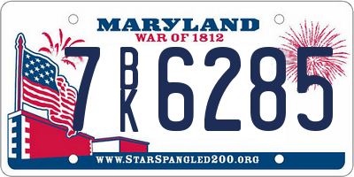 MD license plate 7BK6285