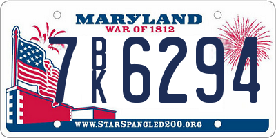 MD license plate 7BK6294