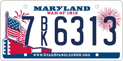 MD license plate 7BK6313