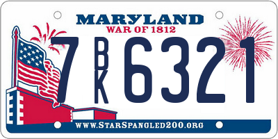 MD license plate 7BK6321