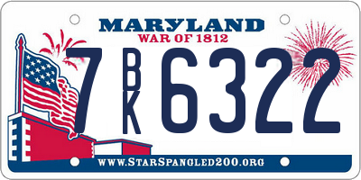 MD license plate 7BK6322