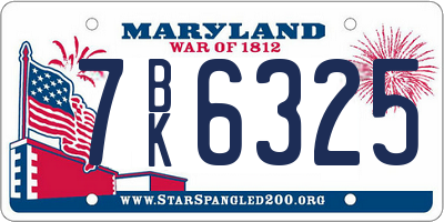 MD license plate 7BK6325