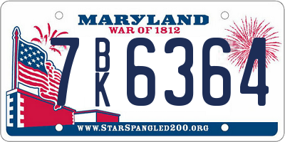 MD license plate 7BK6364