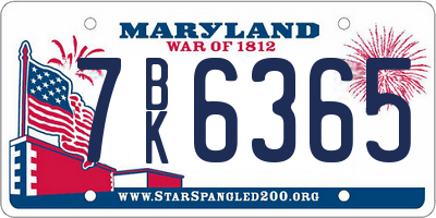 MD license plate 7BK6365
