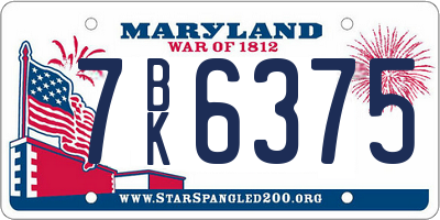 MD license plate 7BK6375