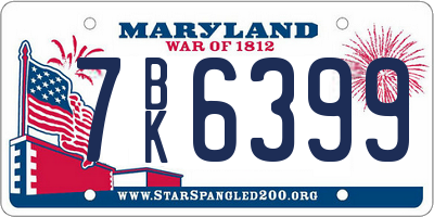 MD license plate 7BK6399