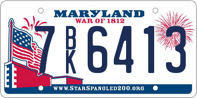MD license plate 7BK6413