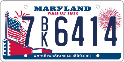 MD license plate 7BK6414