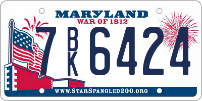 MD license plate 7BK6424