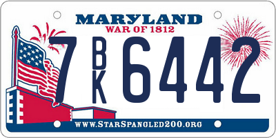 MD license plate 7BK6442
