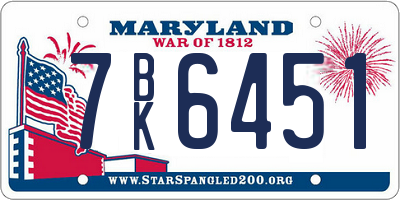 MD license plate 7BK6451