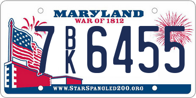 MD license plate 7BK6455