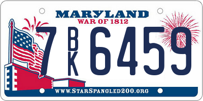 MD license plate 7BK6459