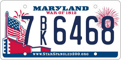 MD license plate 7BK6468