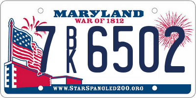 MD license plate 7BK6502