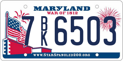 MD license plate 7BK6503