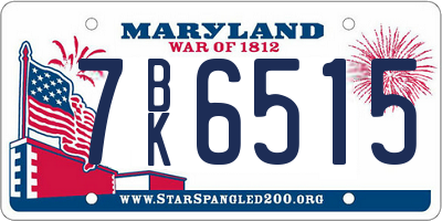 MD license plate 7BK6515