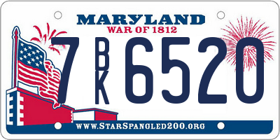 MD license plate 7BK6520
