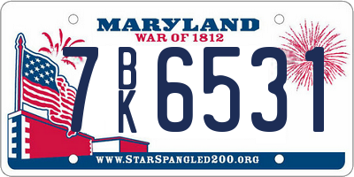 MD license plate 7BK6531
