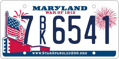 MD license plate 7BK6541