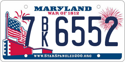 MD license plate 7BK6552