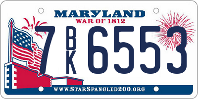 MD license plate 7BK6553