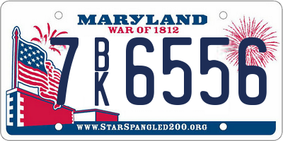 MD license plate 7BK6556