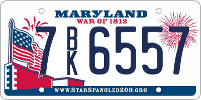 MD license plate 7BK6557