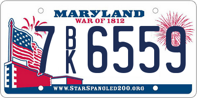 MD license plate 7BK6559