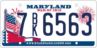 MD license plate 7BK6563