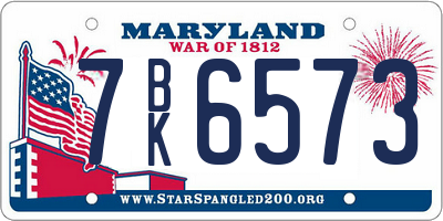 MD license plate 7BK6573