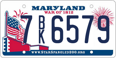 MD license plate 7BK6579