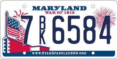 MD license plate 7BK6584